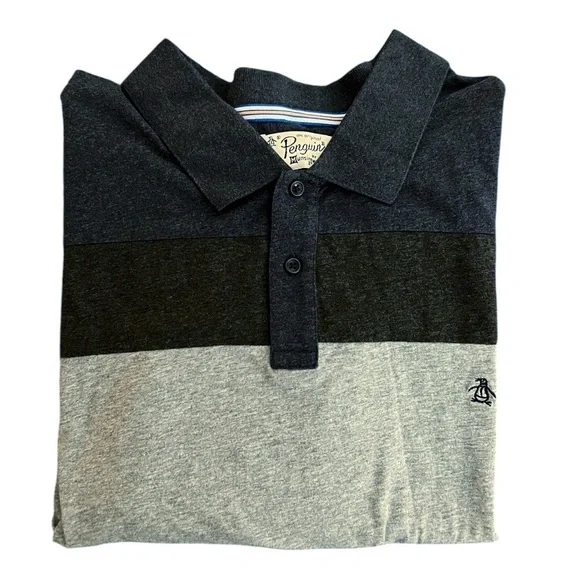 Original Penguin Men's Clean Lines Navy and Heather Gray Polo Shirt Size 4XL - Picture 7 of 9